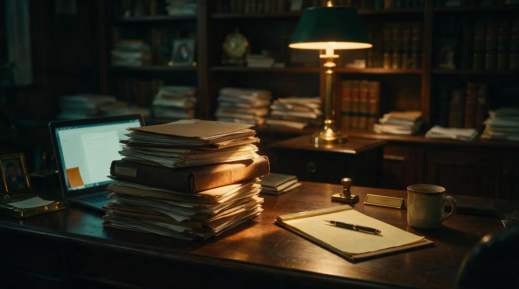 Law firm team working with AI over case files, precedents and drafts
